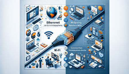 Eligiendo entre cables Ethernet planos y Wi-Fi para estudiantes de idiomas que utilizan recursos en línea.